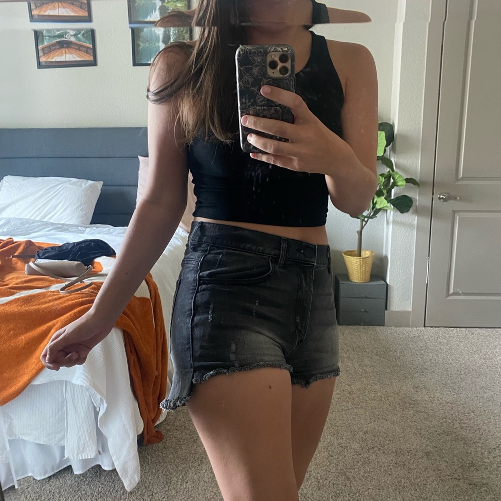 Express Denim High Rise Shorts in Dark Grey (M)